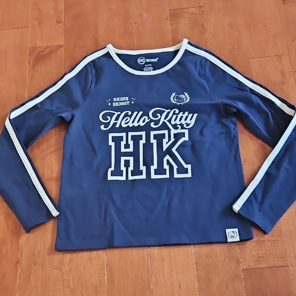 Hello Kitty Long Sleeve Shirt in Navy and White